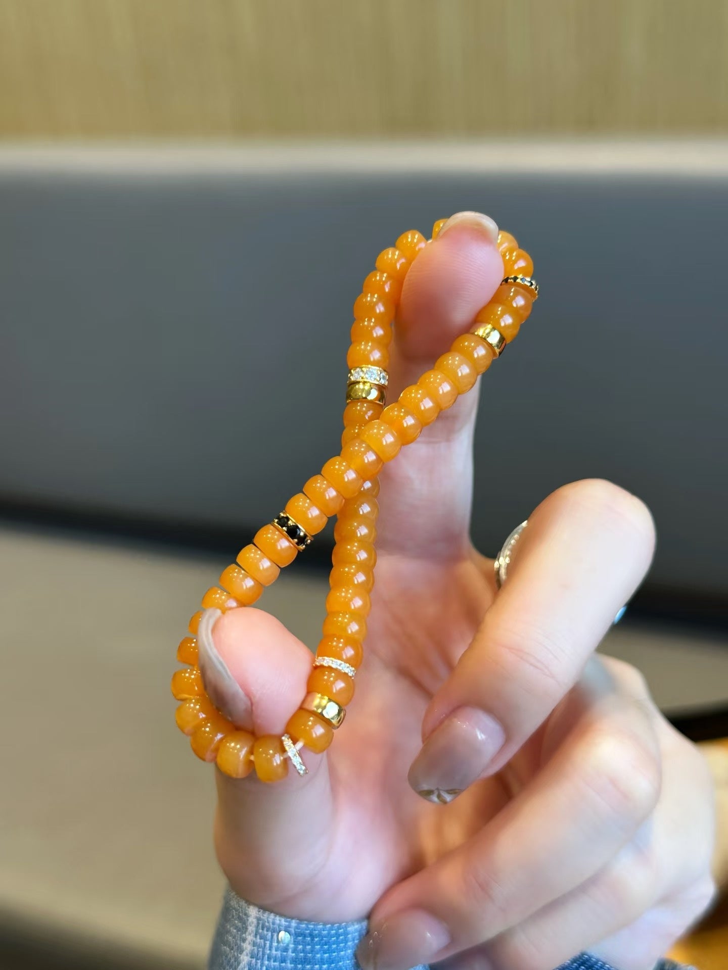 Luluqueen【🧡Myanmar yellow jade pills bracelet 】6mm