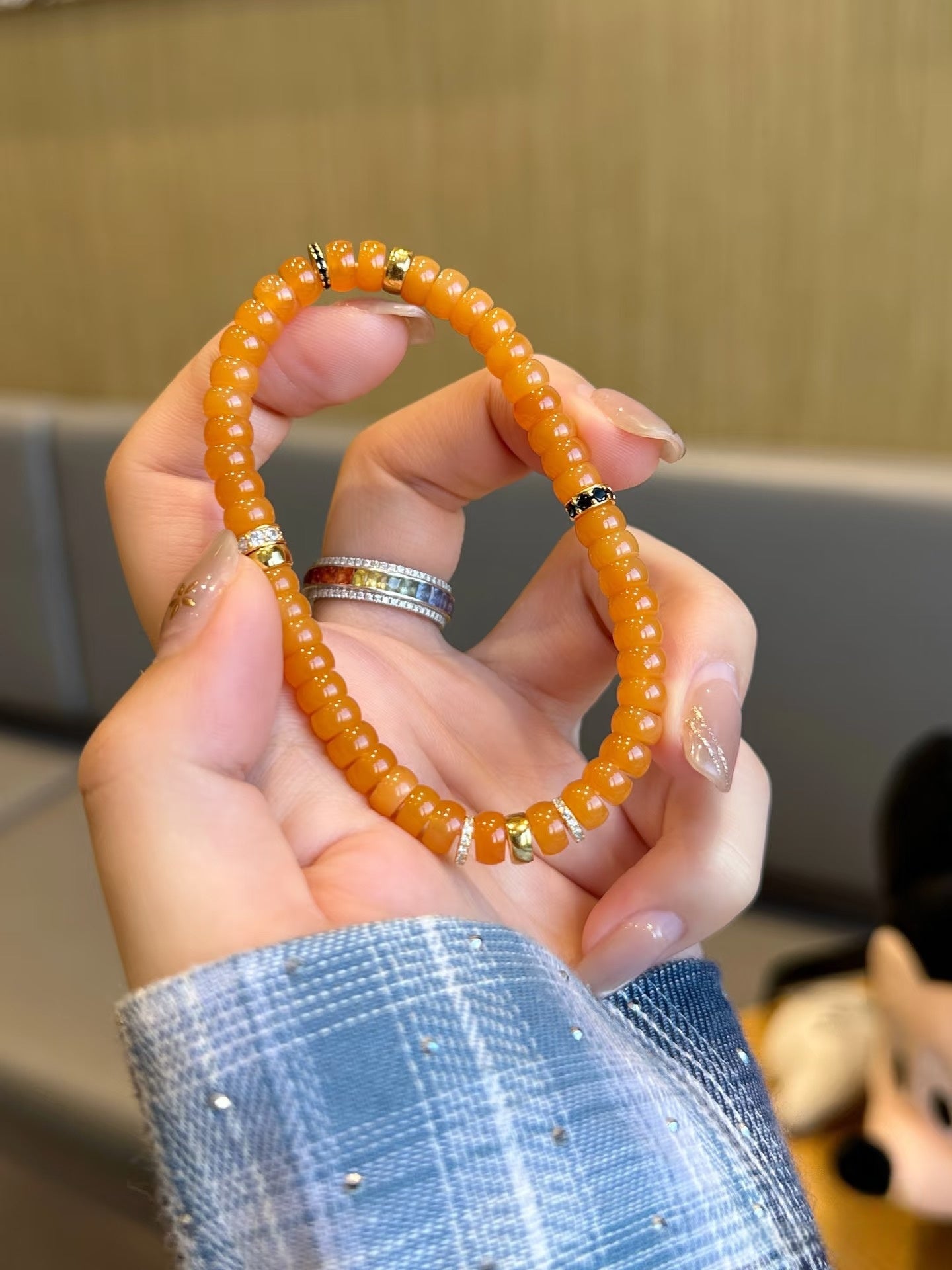 Luluqueen【🧡Myanmar yellow jade pills bracelet 】6mm
