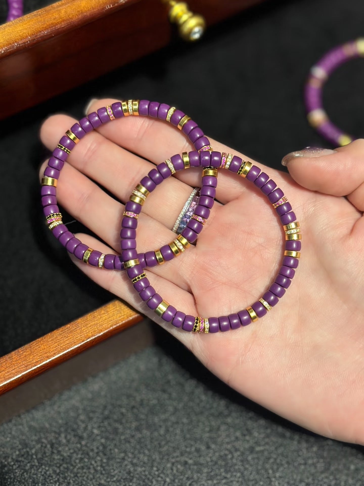 Luluqueen【💜purple mica pills bracelet 】5.5mm