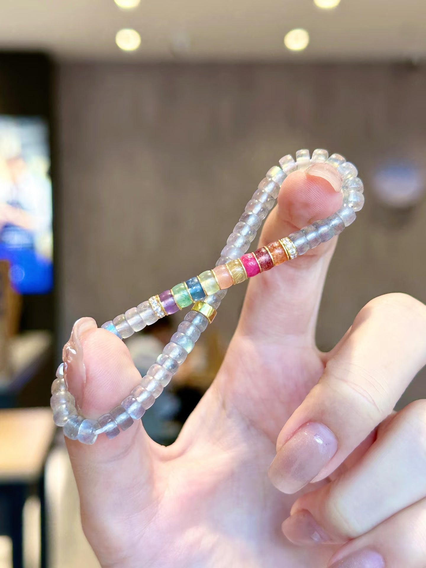 Luluqueen【🌈Moonstone rainbow bracelet 】6mm