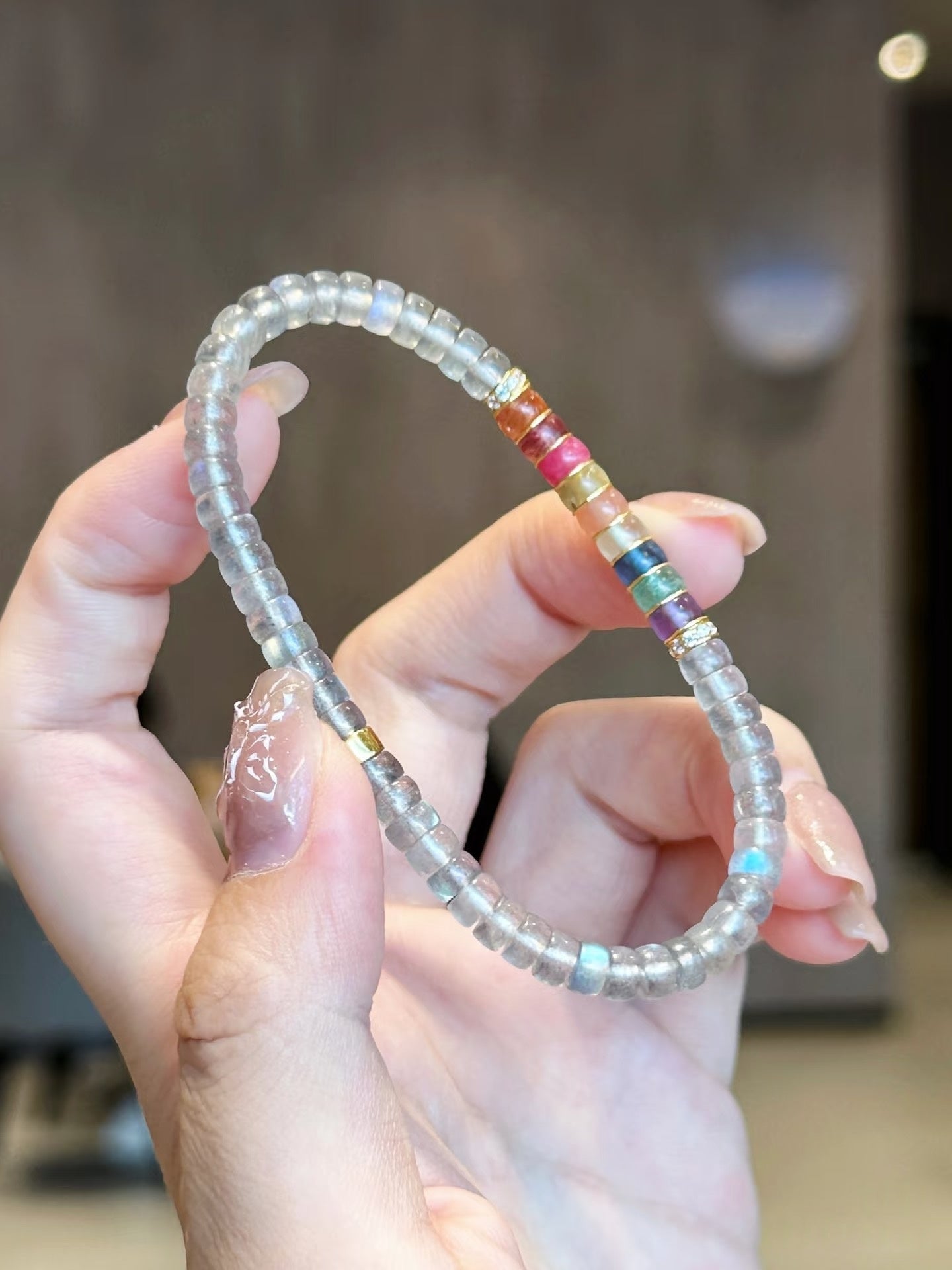 Luluqueen【🌈Moonstone rainbow bracelet 】6mm