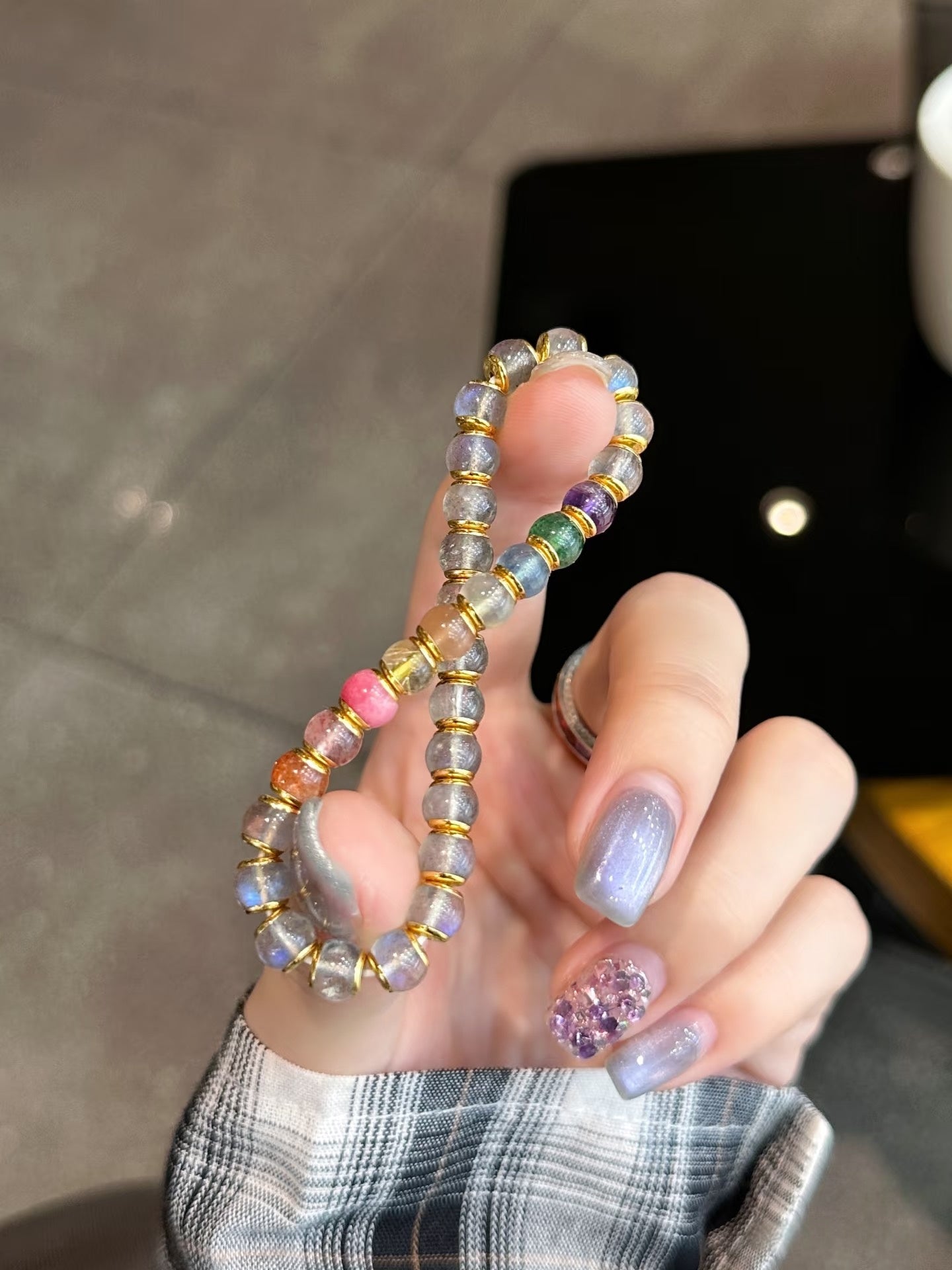 Luluqueen【🌈Moonstone rainbow burger bracelet 】6mm