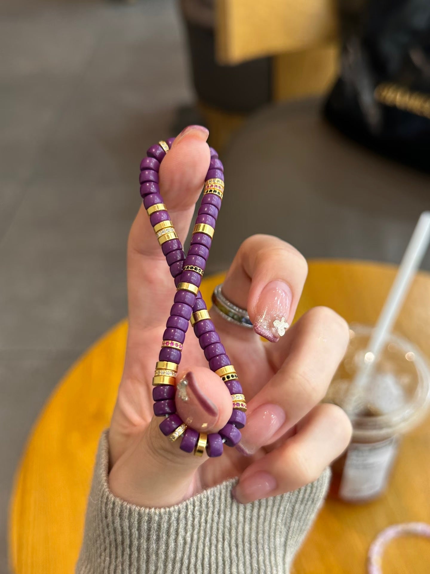 Luluqueen【💜purple mica pills bracelet 】5.5mm