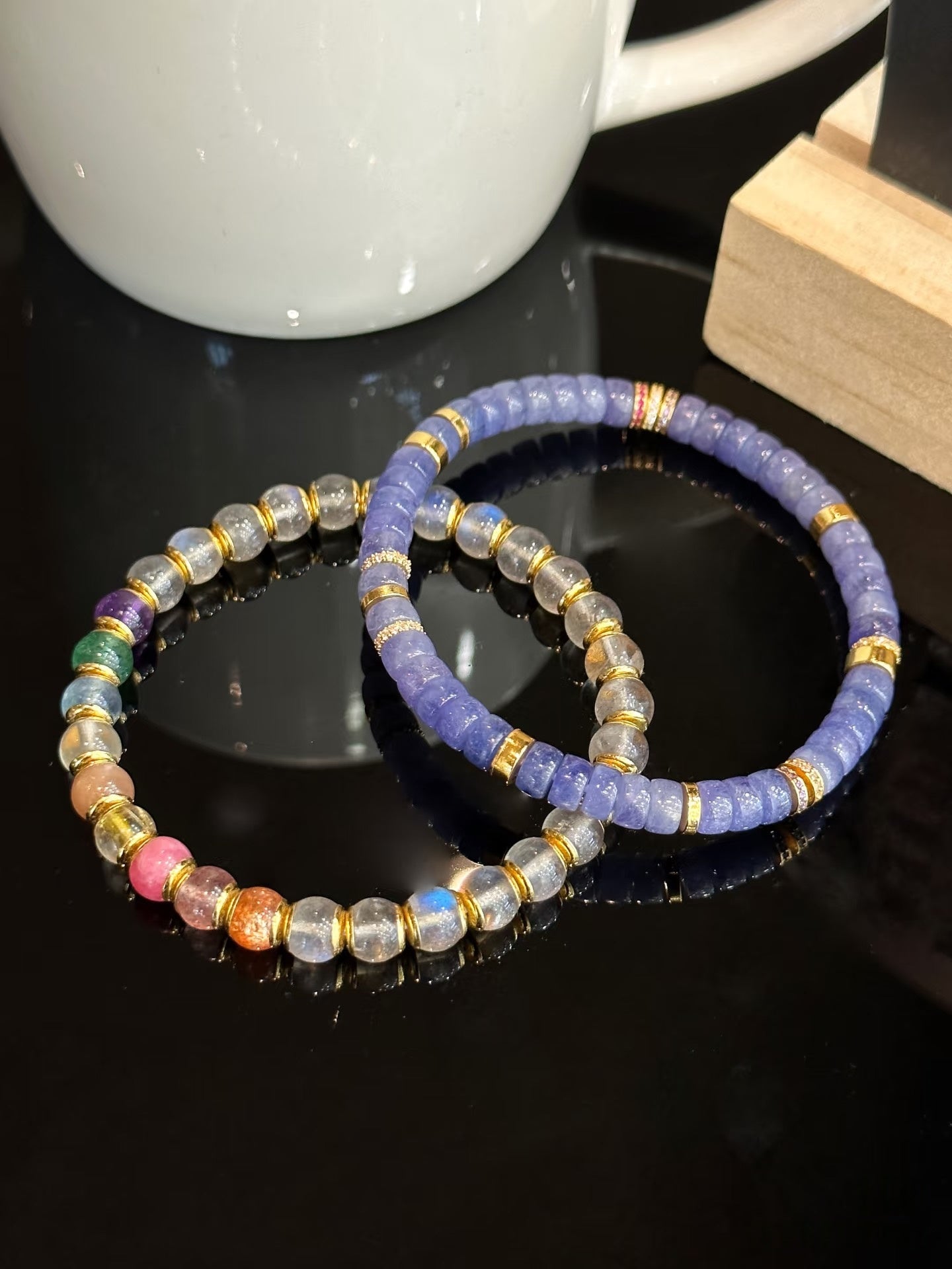 Luluqueen【🌈Moonstone rainbow burger bracelet 】6mm