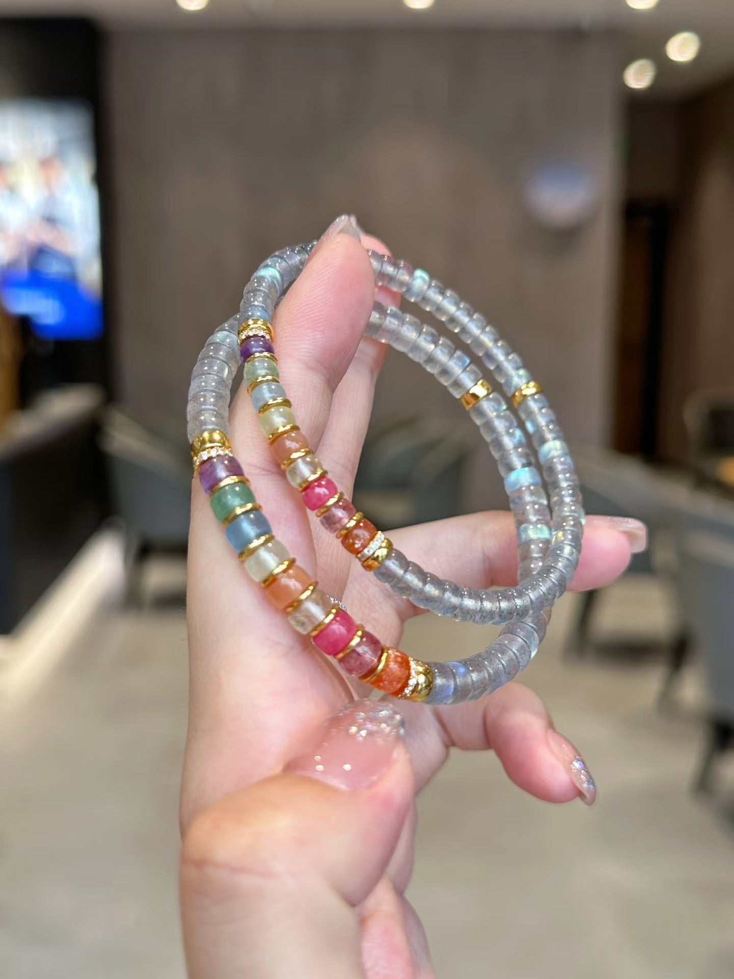 Luluqueen【🌈Moonstone rainbow bracelet 】6mm