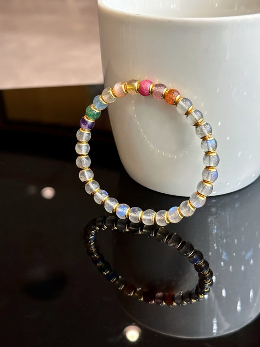 Luluqueen【🌈Moonstone rainbow burger bracelet 】6mm
