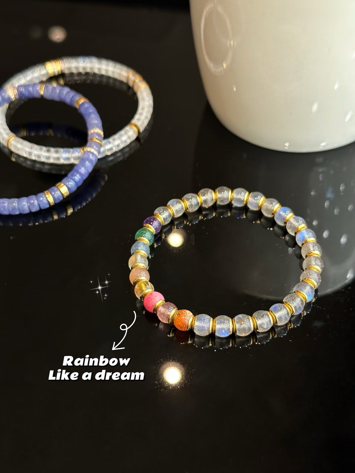 Luluqueen【🌈Moonstone rainbow burger bracelet 】6mm
