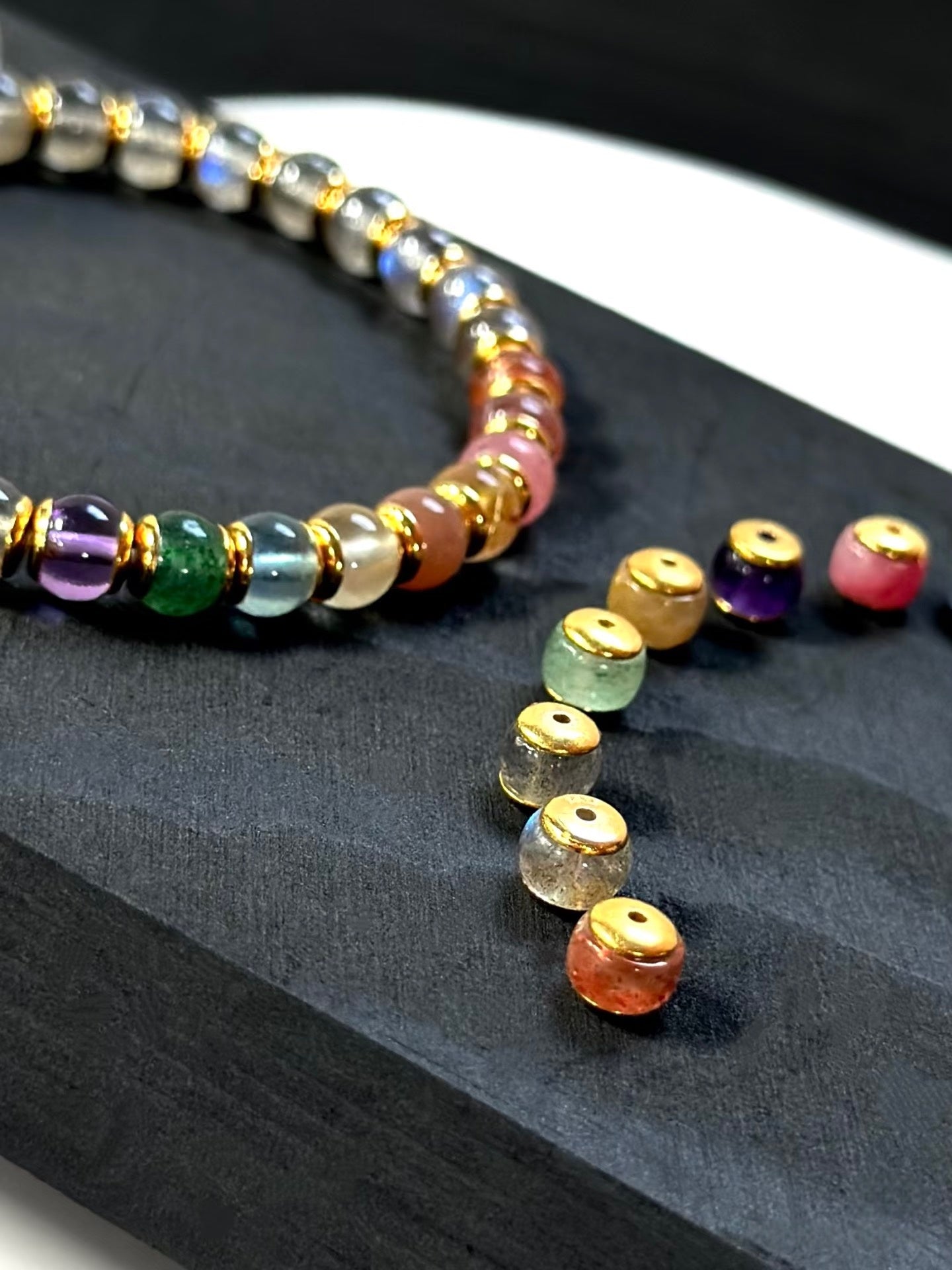 Luluqueen【🌈Moonstone rainbow burger bracelet 】6mm