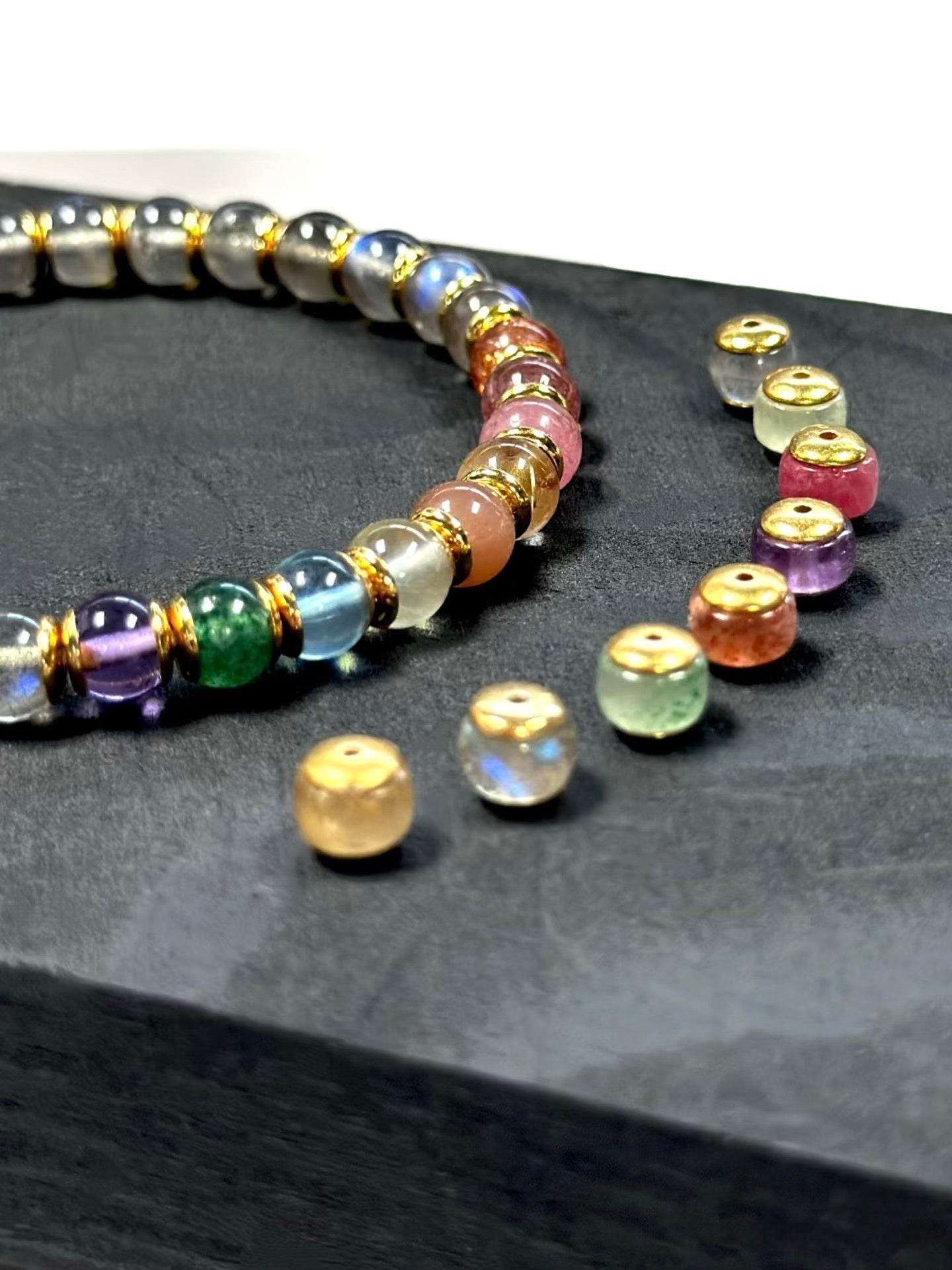Luluqueen【🌈Moonstone rainbow burger bracelet 】6mm