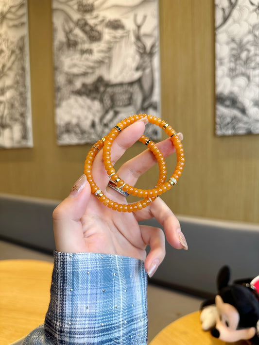 Luluqueen【🧡Myanmar yellow jade pills bracelet 】6mm