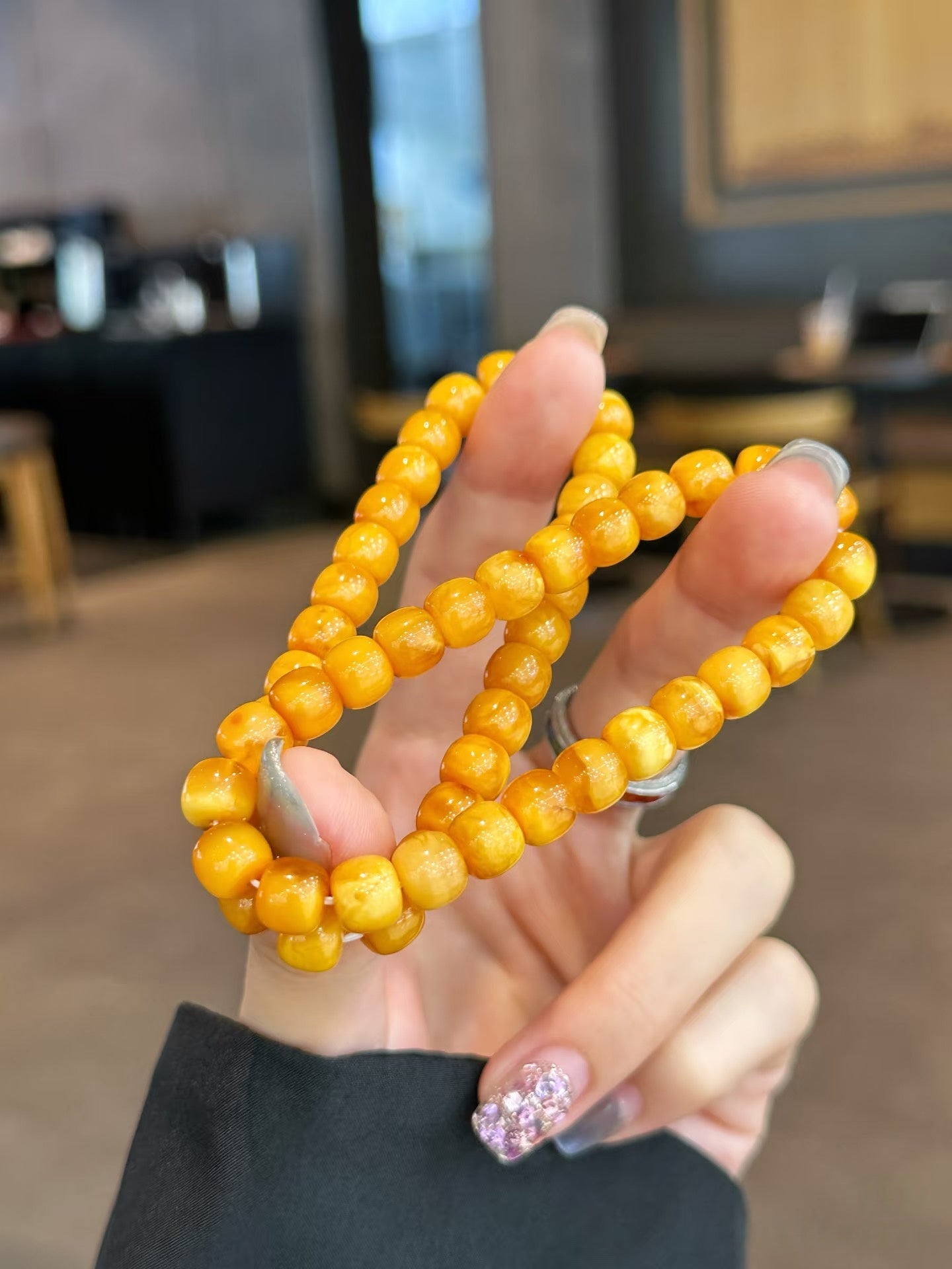 Luluqueen【💛Beeswax amber bracelet 】8mm